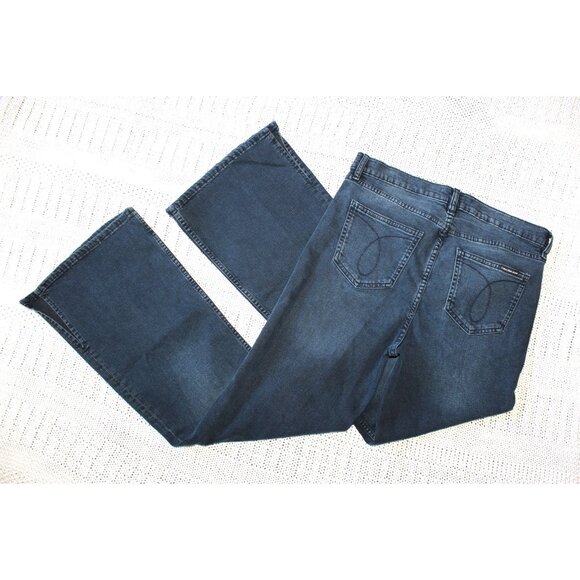Calvin Klein Y2K wide leg Blue jeans Super High Rise Flare Size 30 Retro Denim - Picture 9 of 9